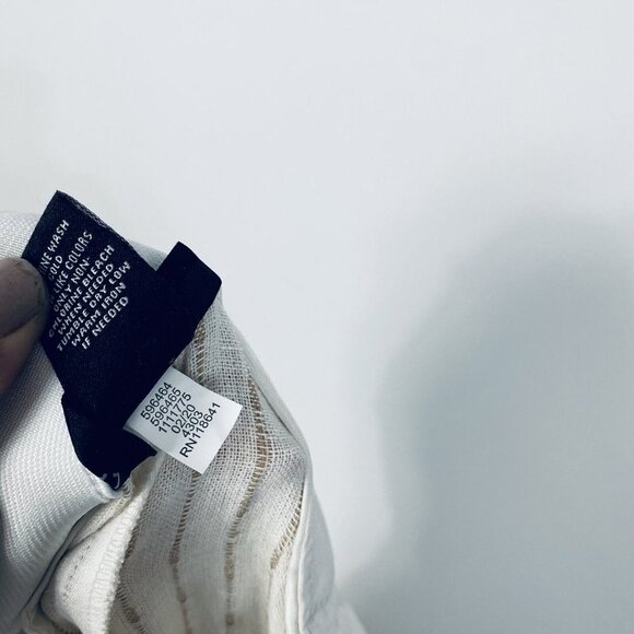 Lane Bryant Linen Blend Wide-Leg Cream & Brown Pinstripe Belted Pants Size 24 - Picture 11 of 11